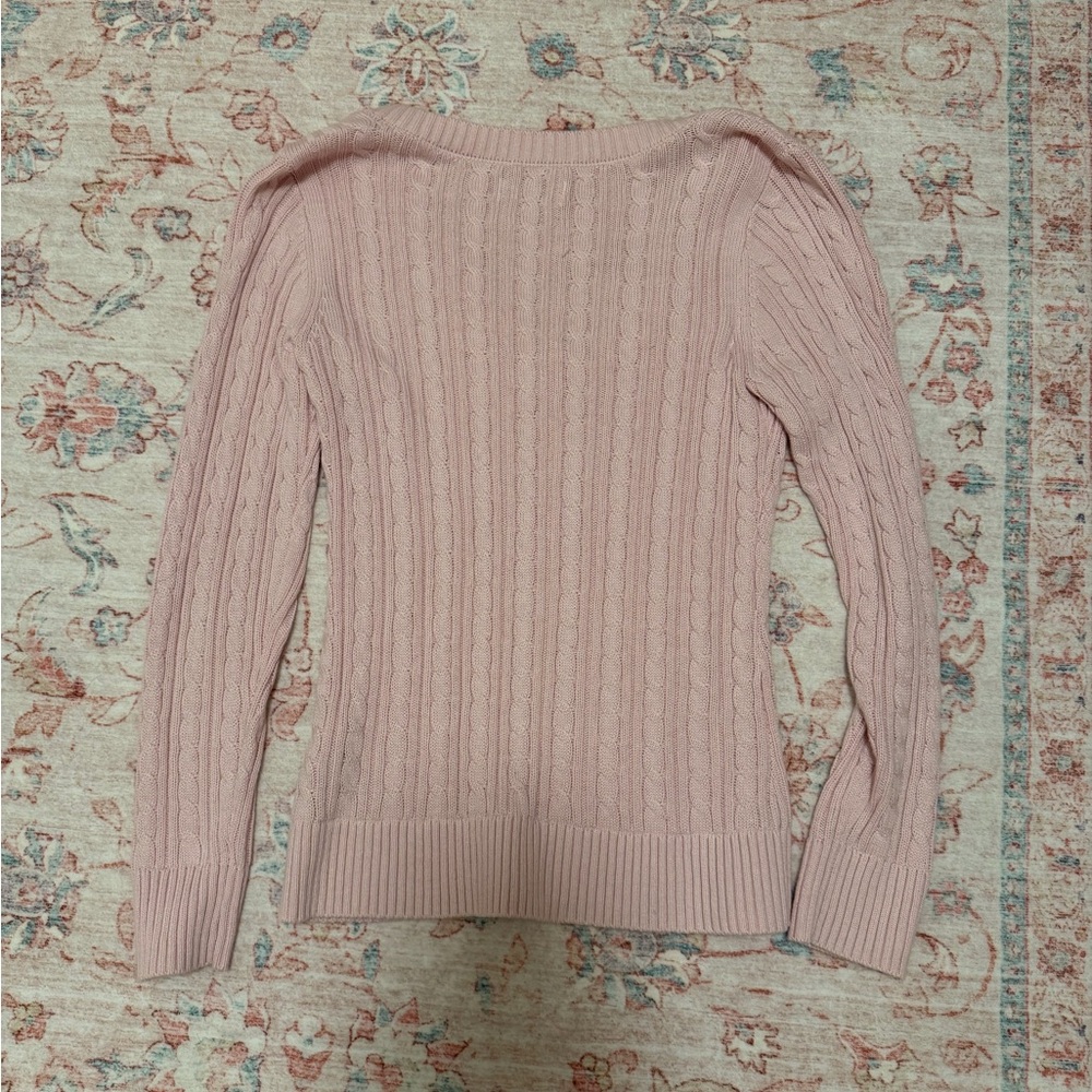 Hollister Women's Soft Pink V-Neck Sweater - Picture 2 of 3